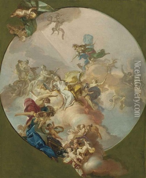 An Allegory Of Peace, A Preparatory Study For A Ceiling Oil Painting - Giacinto Diana