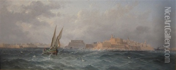 Valetta, Malta Oil Painting - Luigi Maria Galea