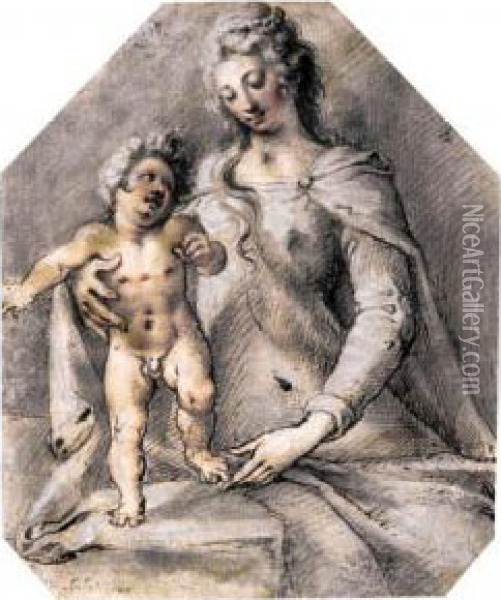 Madonna And Child Oil Painting - Isaac Oliver