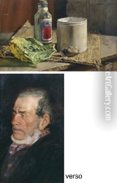 Still Life (+ Portrait Of A Gentleman, Verso) Oil Painting - Frederick McCubbin