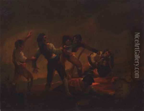 Le Duel Au Couteau Oil Painting - Francisco Goya