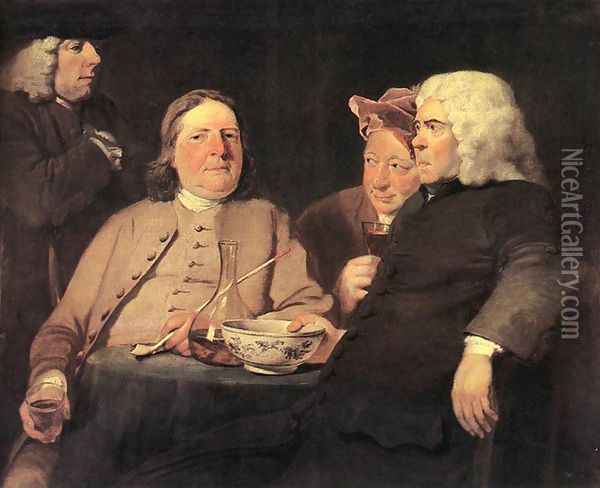 Mr. Oldham and his Friends c. 1750 Oil Painting - Joseph Highmore