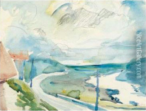 Blicka Uf Capolago - Maloja Gegen Den Silsersee Oil Painting - Giovanni Giacometti