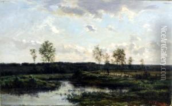 Paysage Avec Etang Oil Painting - Theodore T'Scharner