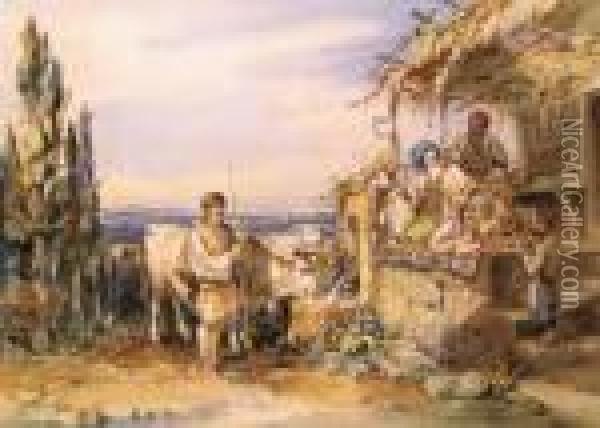 Near Constantinople; At The Well Oil Painting - Amadeo Preziosi