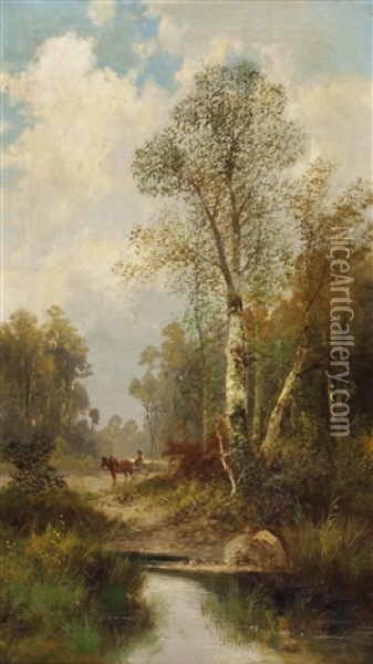 Teichlandschaft Oil Painting - Anton Huebner