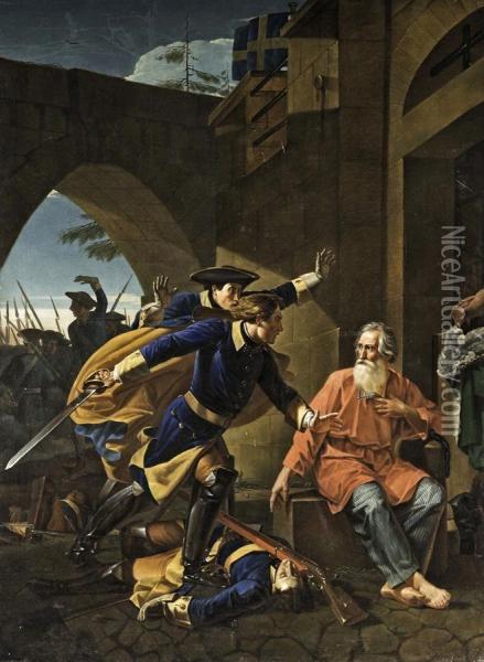 Heroic Feat Of The Merchant Igolkin An Episode From The Northern War Oil Painting - Benjamin De Rolland