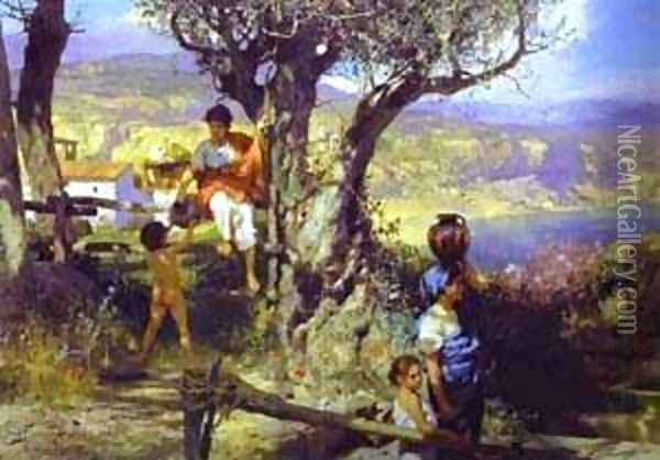 Ancient Rome In A Village 1880s Oil Painting - Henryk Hector Siemiradzki