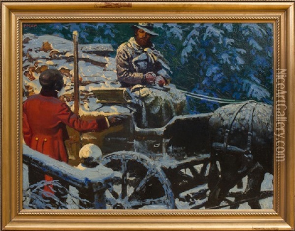 When Grant Sold Fuel From Hardscrabble Farm Oil Painting - Horace Devitt Welsh