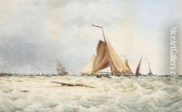 Off The Coast Of Holland Oil Painting - Thomas Bush Hardy