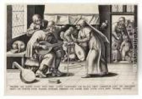 The Lute-maker (holl. 31) Oil Painting - Cornelis Massys