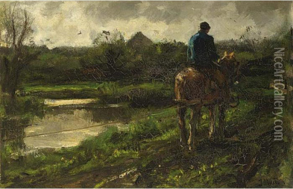 On The Tow Path Oil Painting - Jacob Henricus Maris