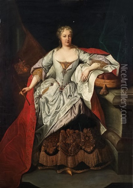Bildnis Der Kaiserin Elisabeth Christine, Prinzessin Von Braunschweig-wolfenbuttel (1691-1750) Oil Painting - Carle van Loo