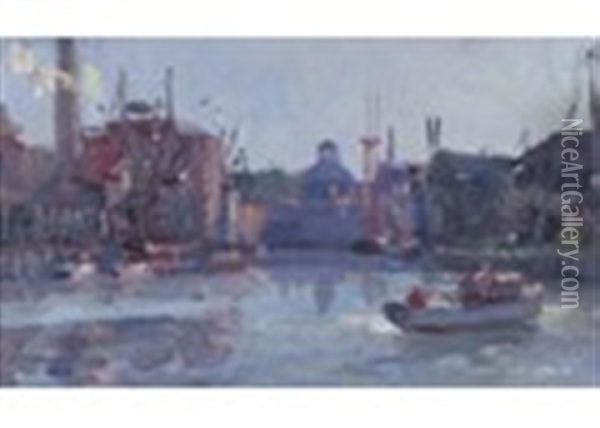 On The Thames Oil Painting - Colin Campbell Cooper