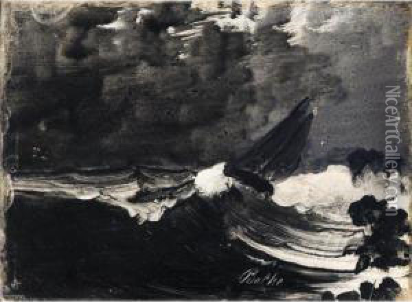 Bater I Storm (boat In Stormy Weather) Oil Painting - Peder Balke