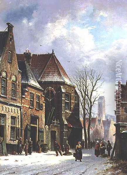 A Dutch Street Scene, 1855 Oil Painting - Pieter Gerard Vertin