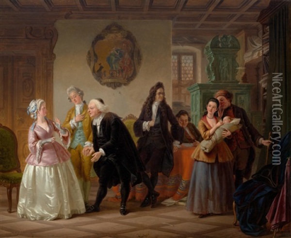 Die Testamentseroffnung Oil Painting - Johann Josef Geyer