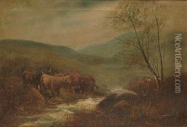 Highland Cattle Oil Painting - William Henry Davis