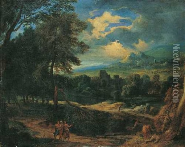 Heroische Landschaft Bei Gewitter Oil Painting - Pieter Rysbraeck