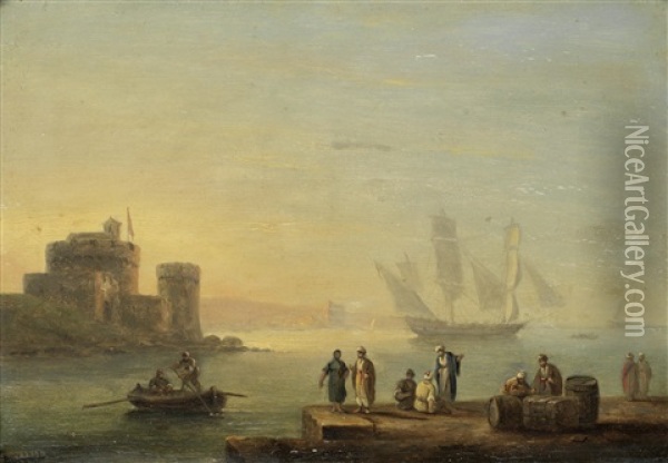 On The Quayside Oil Painting - Thomas Luny