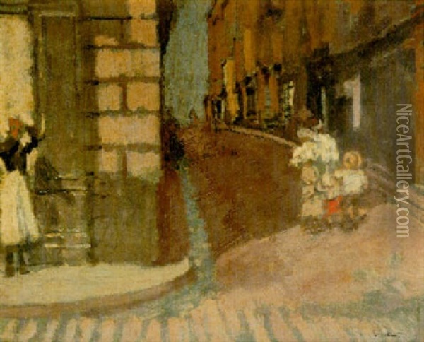 The Street Of The Wind, Dieppe Oil Painting - Walter Sickert
