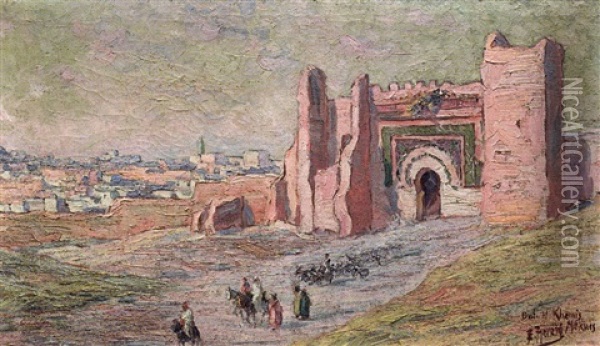 Porte Bab El Khemis, Meknes Oil Painting - Edouard Herzig