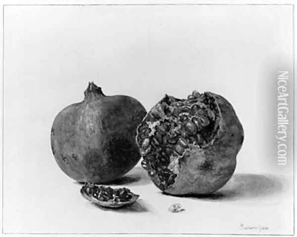 A Still Life with two Pomegranates Oil Painting - Pieter Ernst Hendrik Praetorius