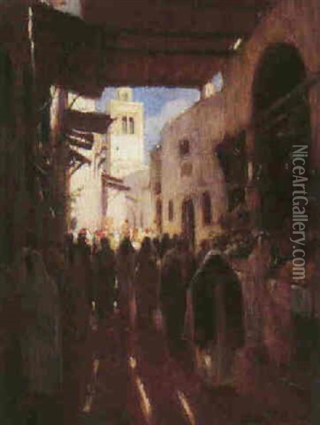 La Medina De Tunis Oil Painting - Albert Aublet