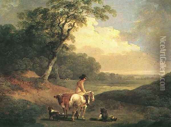 Landscape with a Rider Oil Painting - Julius Caesar Ibbetson
