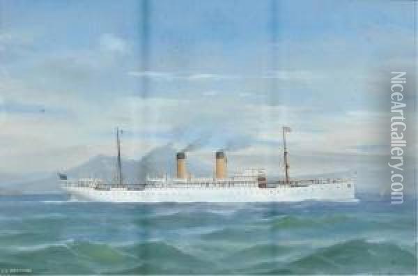 The Liner S.s. Madonna In The Bay Of Naples Oil Painting - Atributed To A. De Simone