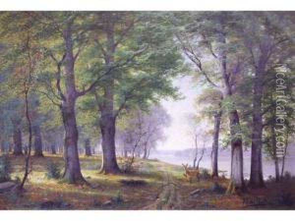 Biches Dans La Foret Oil Painting - Jacobus Johannes Van Poorten
