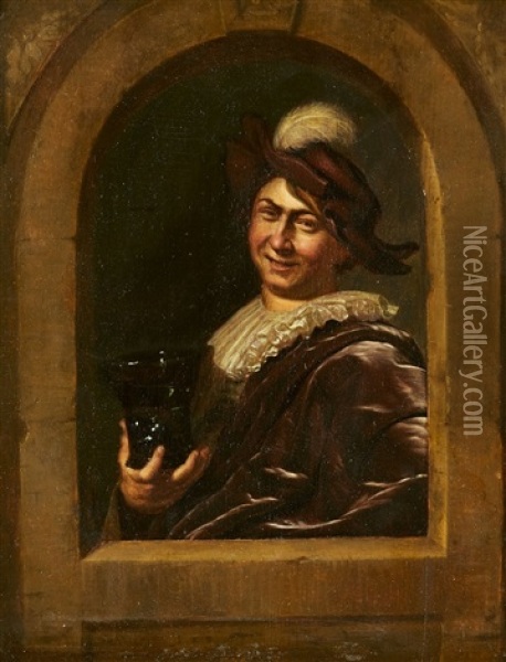 The Merry Drinker Oil Painting - Frans van Mieris the Elder