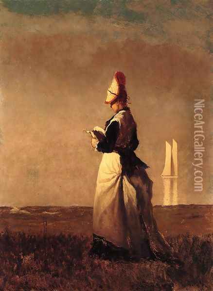 Woman Reading Oil Painting - Eastman Johnson