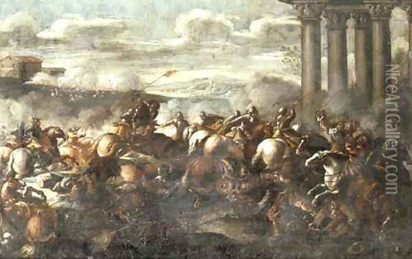 A cavalry battle Oil Painting - Neapolitan School