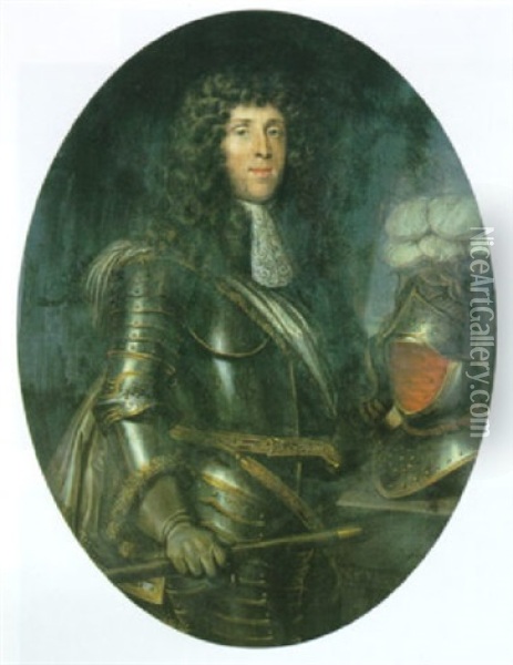 Portrait (chevalier D'harcourt?) Oil Painting - Louis Ferdinand Elle the Elder