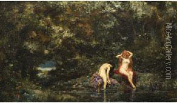 Badende Nymphen Oil Painting - Narcisse-Virgile D Az De La Pena