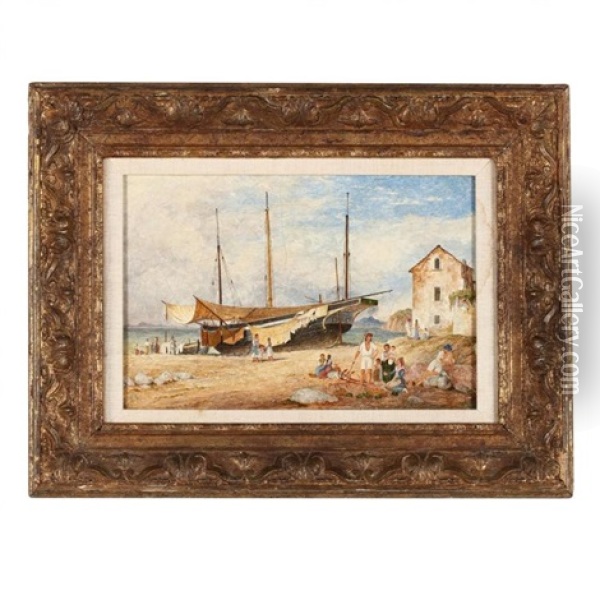 The Beach Of Sorrento Oil Painting - Edward William Cooke