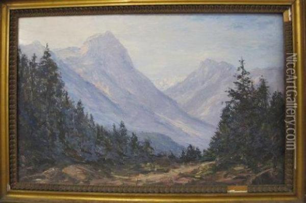 Le Massif De La Vanoise. Oil Painting - Emile Veron