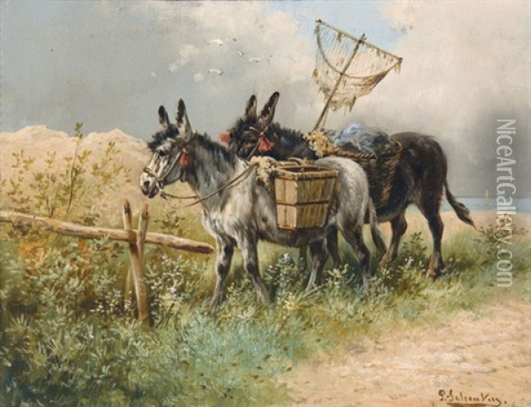 Zwei Esel Auf Einer Meeresdune Oil Painting - Paul Schouten
