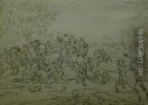 Combat De Cavaliers Oil Painting - Jan von Huchtenburgh