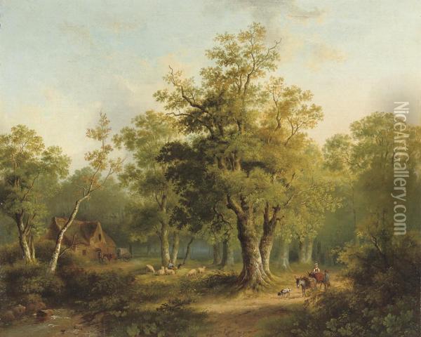 In The Woods Oil Painting - Acobus Loernsz. Sorensen