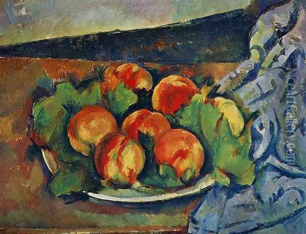 Dish Of Peaches Oil Painting - Paul Cezanne