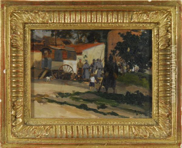 Military Encampment, World War I Oil Painting - Andre Devambez