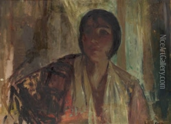 Dama Con Manton Oil Painting - Rafael Hidalgo De Caviedes