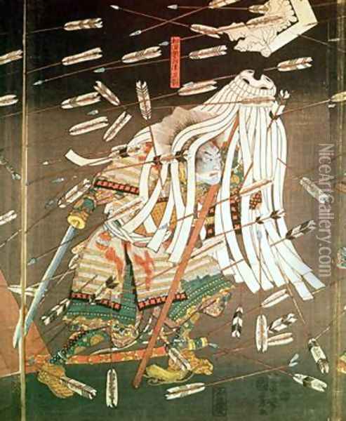 The Last Stand of the Kusanoki Clan the Battle of Shijo Nawate Oil Painting - Utagawa Kuniyoshi