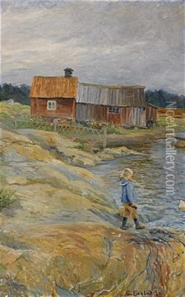 Gosse I Skargarden Oil Painting - Gustaf Fjaestad