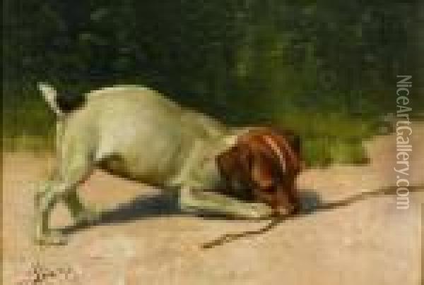 The Playful Pup Oil Painting - John Henry Dolph
