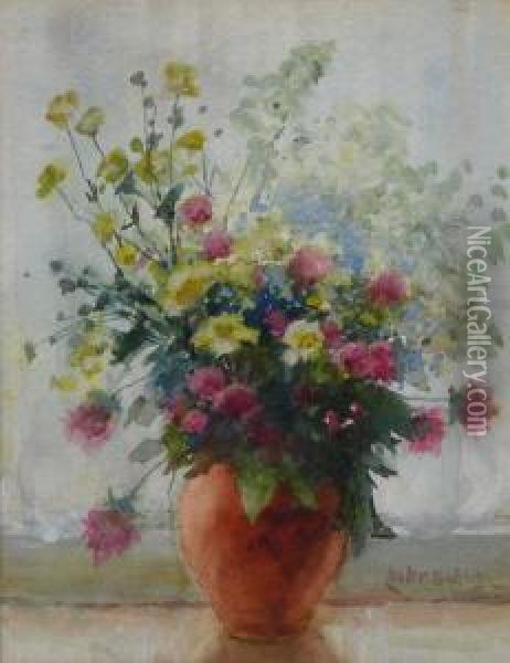 Still Life Vase Of Flowers Oil Painting - Lester Sutcliffe