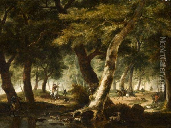 Scene De Chasse A Courre Dans Un Sous-bois Oil Painting - Joseph Swebach-Desfontaines