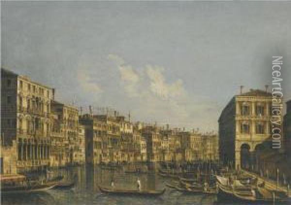 Venice, A View Of The Grand Canal Looking Towards Thepescheria Oil Painting - Francesco Tironi